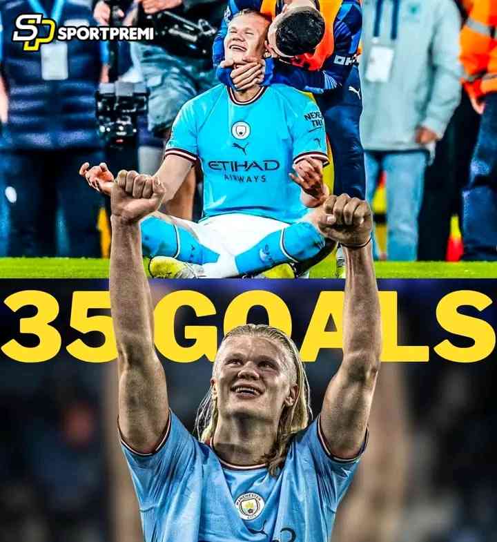 🚨 HISTORY MADE: Erling Haaland now holds the record for the most goals scored in a single season of the Premier League! 🏆  Erling Haaland (2022/23) - 35 GOALS ⚽️ Andy C - MirrorLog