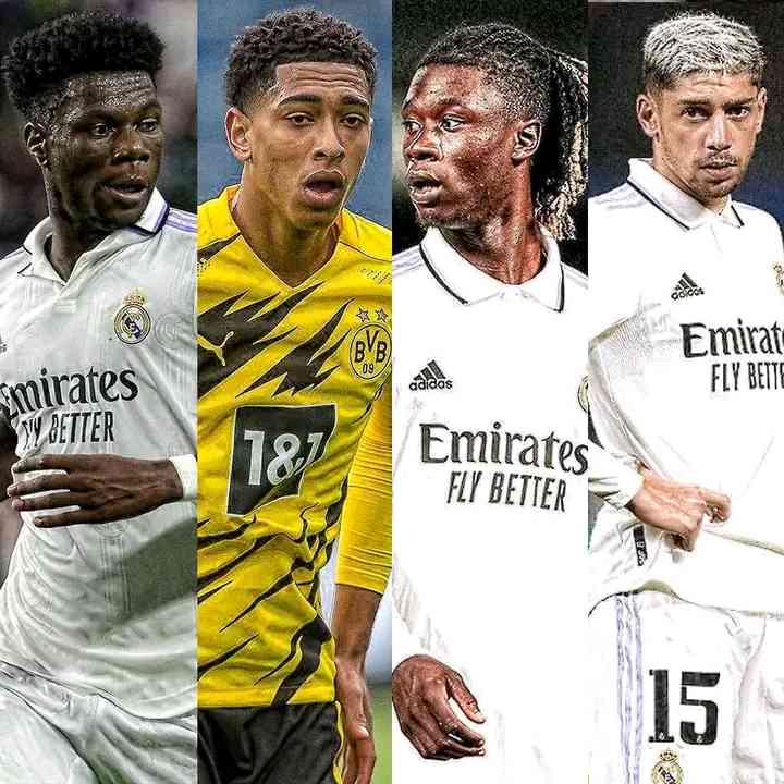 Real Madrid's midfield for the next 10 years is actually a cheat code:  🏴󠁧󠁢󠁥󠁮󠁧󠁿 Jude Bellingham (19 years old) 🇫🇷 Eduardo Camavinga (20) 🇫🇷 Aurélien Tchouaméni - MirrorLog