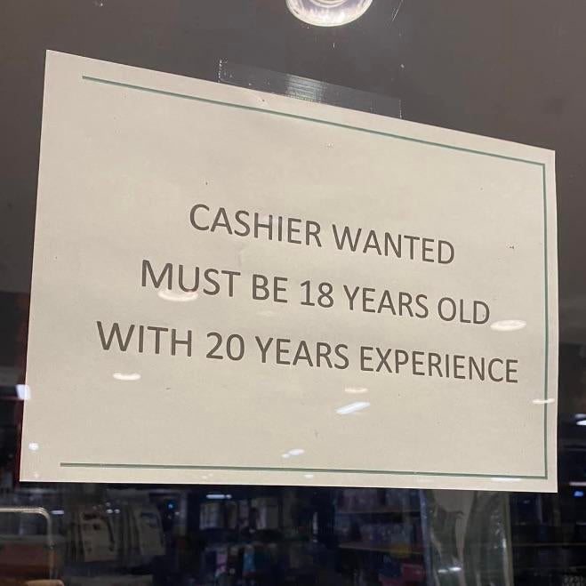 CASHIER WANTED MUST BE 18 YEARS OLD WITH 20 YEARS | MirrorLog