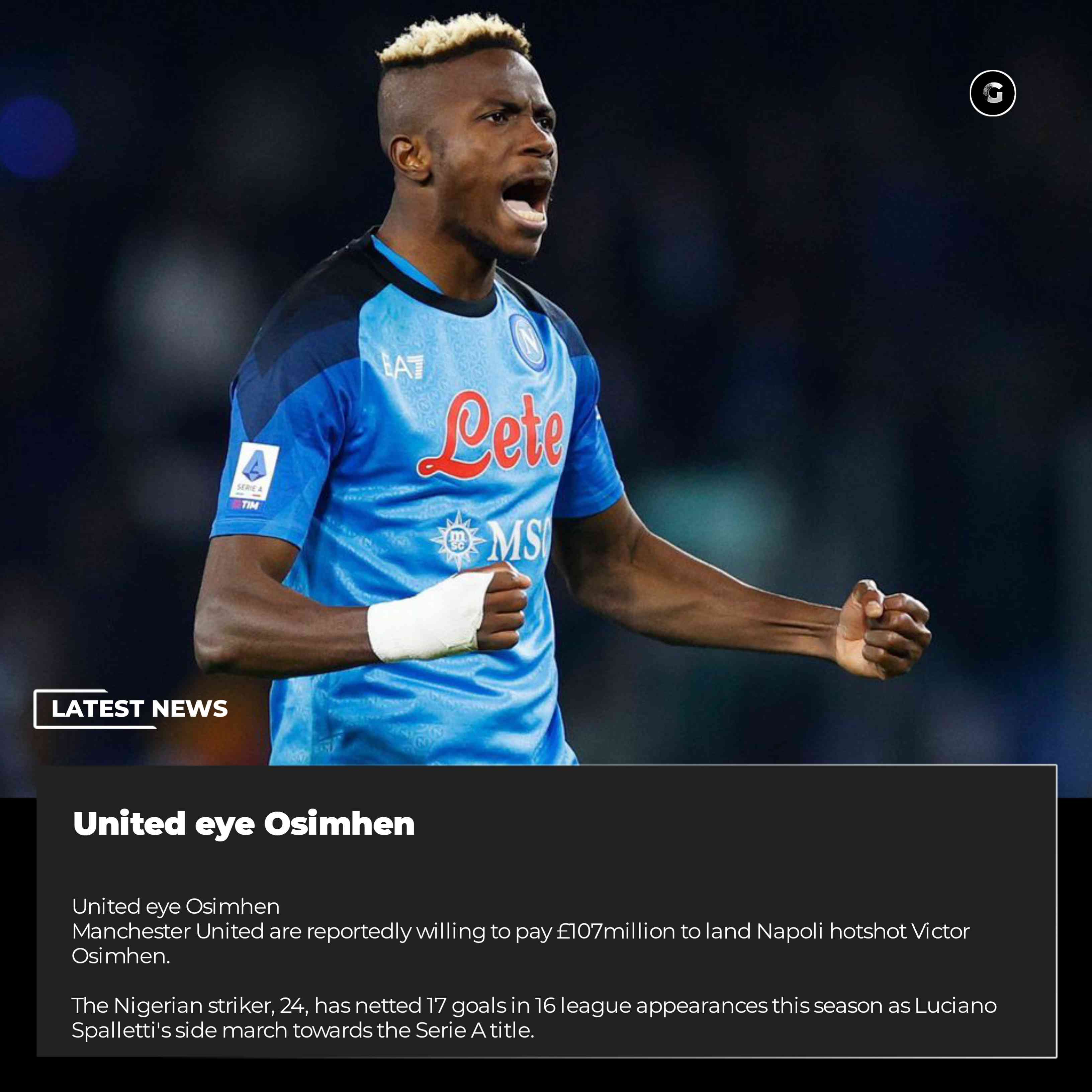 United eye Osimhen - MirrorLog