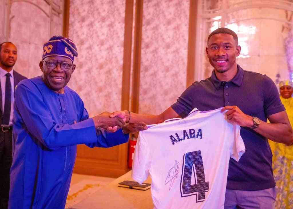 Real Madrid star, Alaba visits President Tinubu in France - MirrorLog