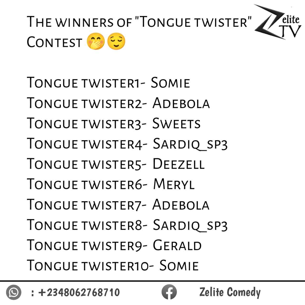 The winners or the "Tongue twister Contest" 🤩🤩 - MirrorLog