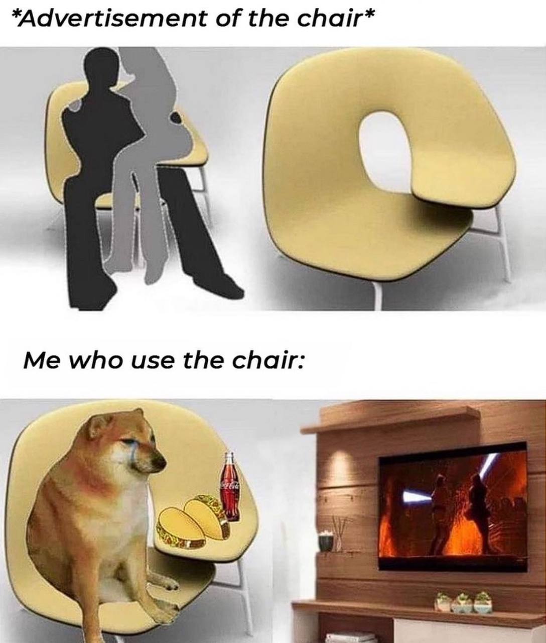 Chair advertisment VS me using it | MirrorLog