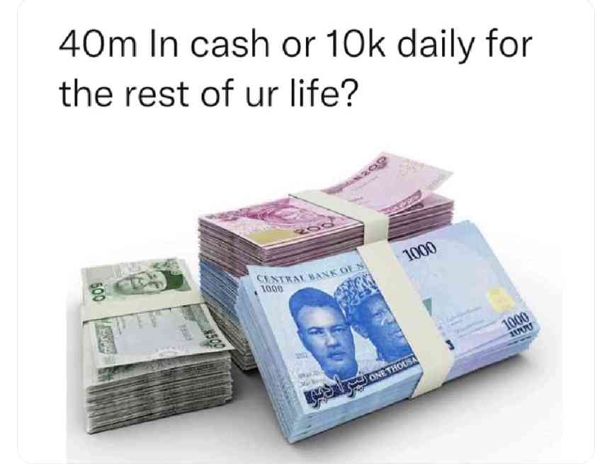 I'll take the 40M and build generational wealth. But I like your imagination though. Just continue to imagine 😂😂 | MirrorLog