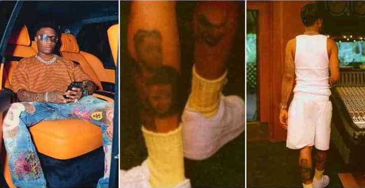 ICYMI: "Copy copy him won do like Davido."  Wizkid went viral online over the new tattoos he got on his legs using the faces of his four children, netizens reacted differ - MirrorLog