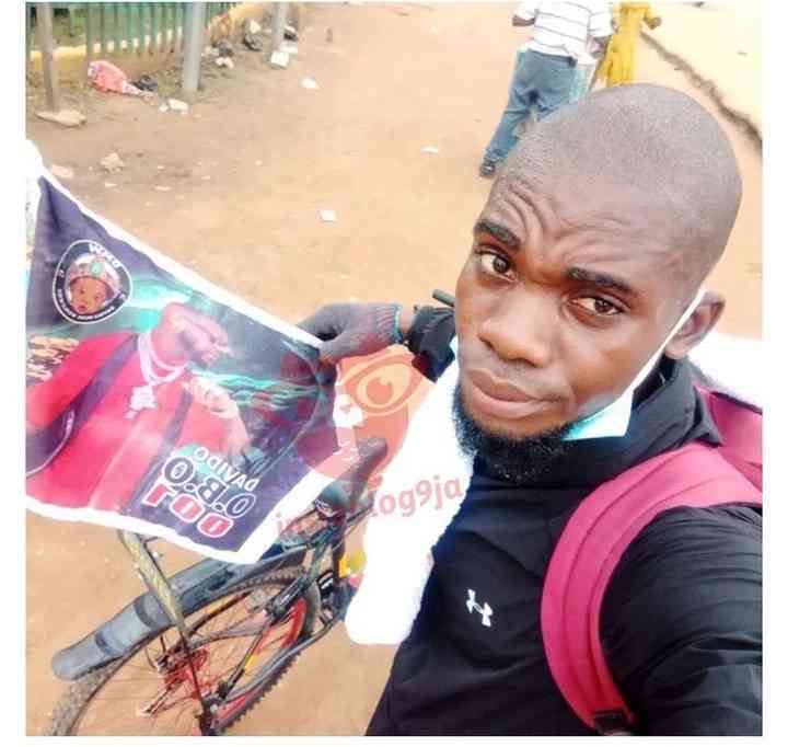 A fan of Davido who decide to ride bicycle to Lagos to see Davido as finally gotten to Lagos - MirrorLog